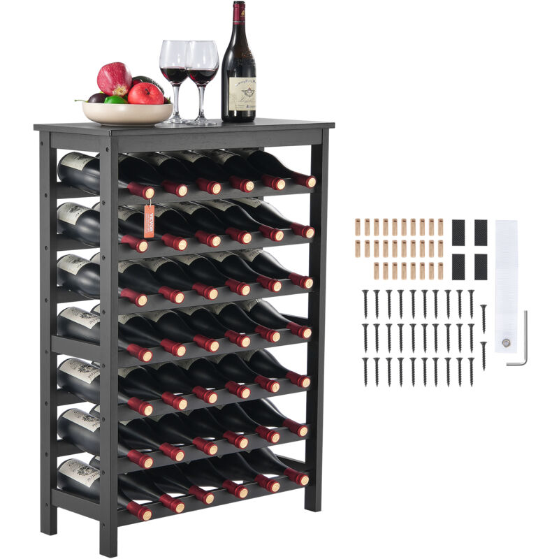 Vevor - Etagere a vin pour 42 bouteilles, rangement en bambou a 7 couches avec surface superieure, etagere autoportante stable pour bouteilles,