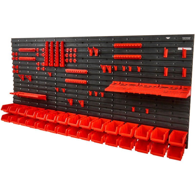 VEVOR Etagere Bac a Bec Plastique, 30 Boites Rangement Empilables Atelier Garage avec Panneaux Muraux, Organisateur Outils pour Ecrous, Boulons, Vis,