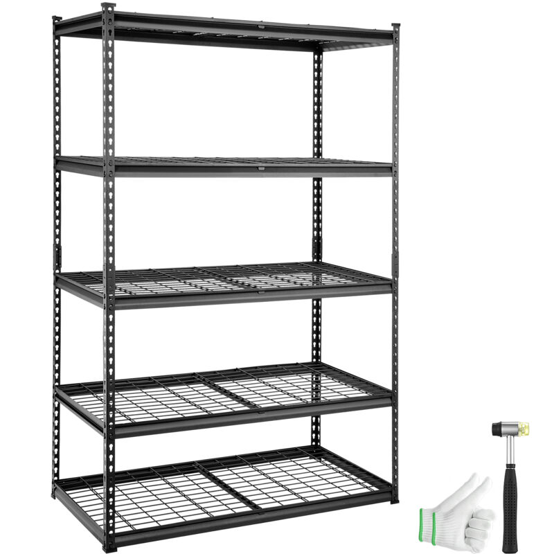 Vevor Etagere de rangement, 5 niveaux reglables, etagere de garage, capacite 907,2 kg, organisateur en metal, 121,9x61x182,9 cm pour cuisine,