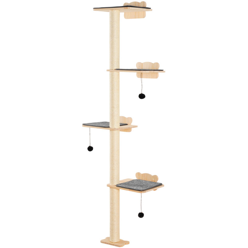Vevor - Etageres Murales pour Chat, 4 Plateformes de Saut, Ensemble de Meubles Muraux, 18,14 kg, Etagere Flottante deEscalade 183,5 cm, Perchoir pour