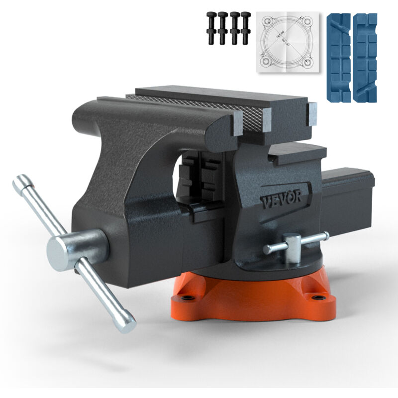 VEVOR 16,7cm Schraubstock 360° Drehbar Sphäroguss Werkbankschraubstock 7,2x7,7cm Amboss Schraubstock 16,5-23,5 Backenöffnung Parallelschraubstock Zwei-Wege-Backen zum Schärfen Schleifen Schneiden