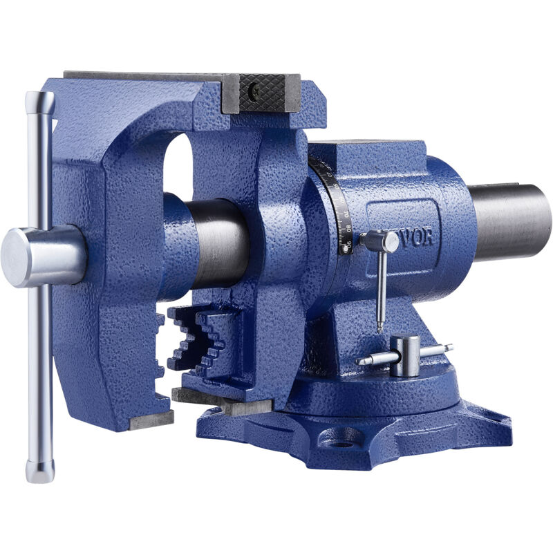 VEVOR Hochleistungs-Schraubstock, 165 mm Backenbreite, 125 mm max. Backenöffnung, Mehrzweck-Schraubstock aus Sphäroguss mit Amboss, 360° schwenkbarer Basiskopf, 75 mm Ausladung, 24,98 kN Klemmkraft