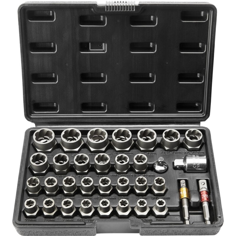Vevor Extracteur de Boulons et Ecrous 29PCs Extracteurs de Goujons 6 mm a 10 mm et 10,5 mm a 19 mm Outils de Retrait de Goujons Casses en Acier cr-mo
