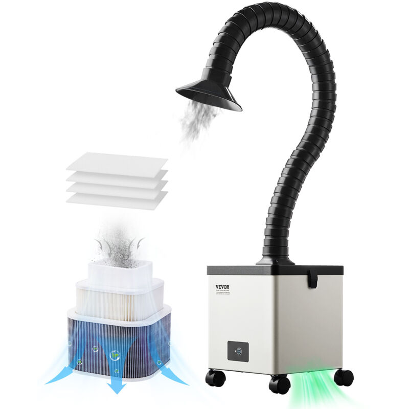 VEVOR lasrookafzuiger, 85W borstelloze soldeerrookafzuiger met 3-traps filters en 3-snelheidsregeling, 200 m³/u soldeerrookafzuiger voor solderen, graveren, doe-het-zelf lassen, salon