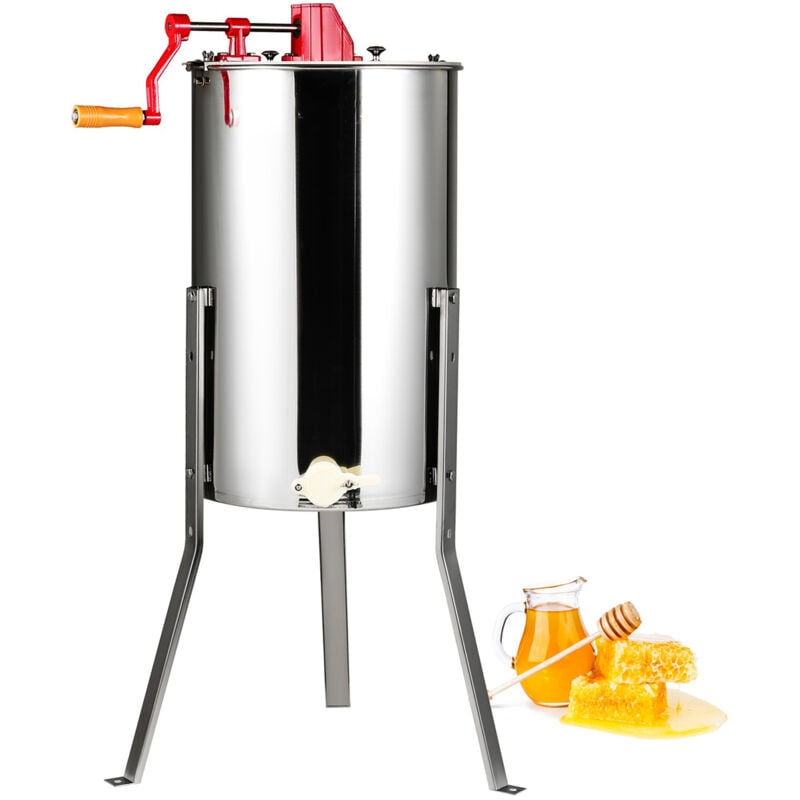 Mophorn - Manual Honey Extractor 3 Frames Stainless Steel Beekeeping Extraction Honeycomb Drum Spinner with Lid Apiary Centrifuge Equipment