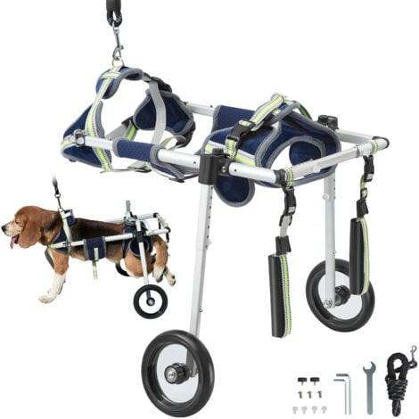VEVOR Fauteuil roulant pour chien 2 roues pour pattes arrieres, fauteuil roulant pour animaux de compagnie leger et reglable pour la guerison membres posterieurs des blesses, handicapes, paralysie, S