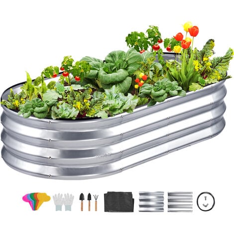VEVOR Fioriera Rialzata da Giardino Esterno in Metallo Zincato 122,5x62,5x28 cm per Coltivazione di Piante Orto Erbe, Letto Orto Rialzato da Giardino Aiuola Sopraelevata per Piante, Ortaggi Arbusti