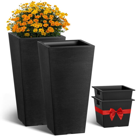 Wohnkult 20 Vasi Per Piante In Polipropilene Nero 5,6L - Dimensioni 20x20x23cm - Ideali Per Piante Alte