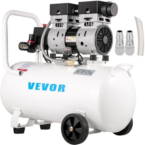 VEVOR Flüsterkompressor 50 L, Leise Ölfrei Kompressor 750 W, Ölfrei Luftkompressor 65 dB, Druckluftkompressor 230 V, Silent Druckluft Kessel 170 L / min Abgasvolumen, mit Eingebautem Abluftventilator