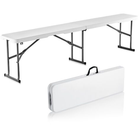 VEVOR Folding Bench Plastic, Portable Bench 183 mm, Waterproof Outdoor Bench in HDPE, Dining Seat for Picnic and Camping with Carrying Handle, for Garden Activities,  Folding Bench Plastic White