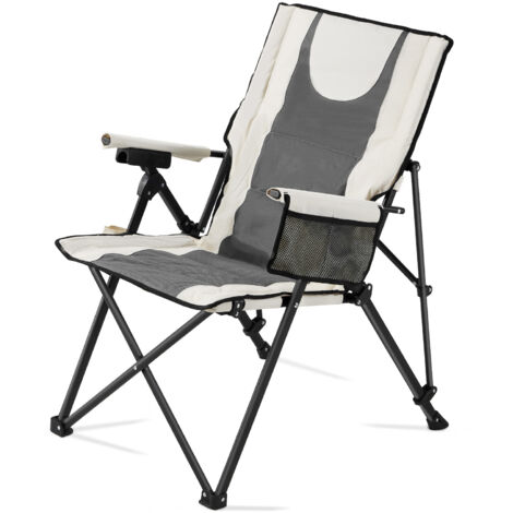 VEVOR Folding Camping Chair, 3 Reclining Positions, Outdoor High Back Camping Chair, 260lbs Weight Capacity, Full Padded Beach Chairs with Armrest & Headrest, Portable Lawn Chairs for Sports Travel