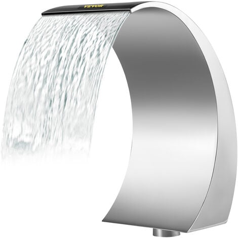 VEVOR Fontaine de la Piscine, Etang 30 x 60 cm Lame deeau pour Piscine Gris en Acier Inoxydable 304, Cascades Bassin Exterieur, Conception Courbee pour Decoration Votre Cour, Etang de Jardin