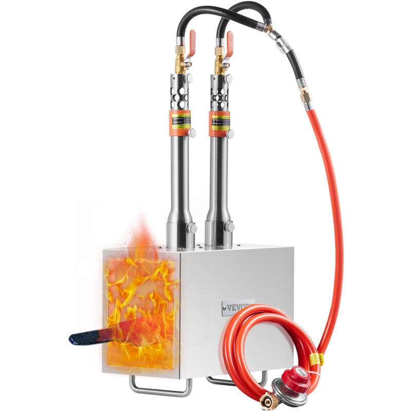 Vevor - Forge a Gaz Propane Portable, Four de Forge a Gaz Carre avec 2 Bruleurs, Temperature Max 1427 ℃, Outils et Equipements de Forgeage au Gaz en