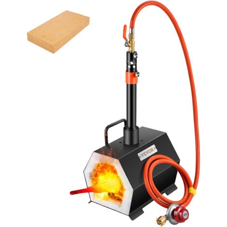 VEVOR Forja de Propano de Gas 250 x 215 x 190 mm Forja de Cuchillos de Propano Horno de Forja Hexágono con 1 Quemador, Alta Compatibilidad, Impresionante Aislamiento y Protección para Herreros