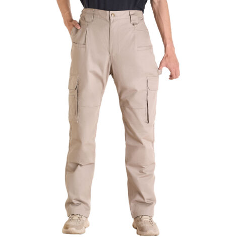 VEVOR FR Pants for Men, 100% Cotton, Flame-Resistant Cargo Pants with Multi-Pockets and Elastic Waist, Reinforced Tear-proof Stitching, Ideal for Welding Work and Casual Wear, XL Size, Khaki