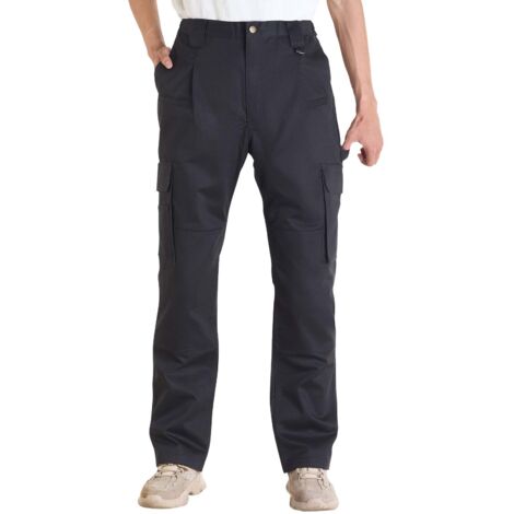 VEVOR FR Pants for Men, 100% Cotton, Flame-Resistant Cargo Pants with Multi-Pockets and Elastic Waist, Reinforced Tear-proof Stitching, Ideal for Welding Work and Casual Wear, XXL Size, Black