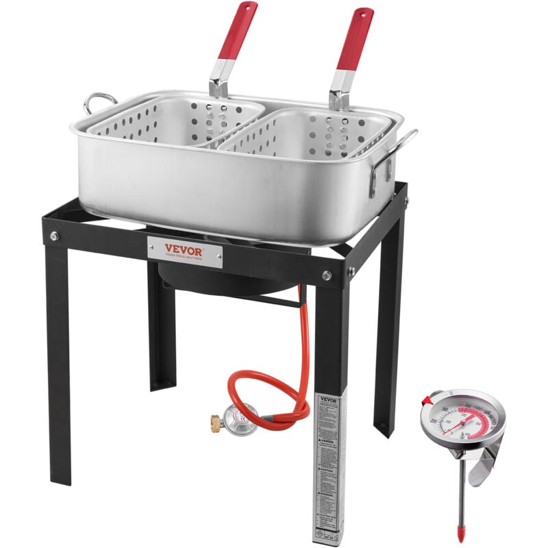 Image of VEVOR Friggitrice per Pesce e Ali di Pollo 13,27 L, Kit per Friggitrice in Alluminio a Propano, Pentola per Friggitrice Aperto con Termometro,