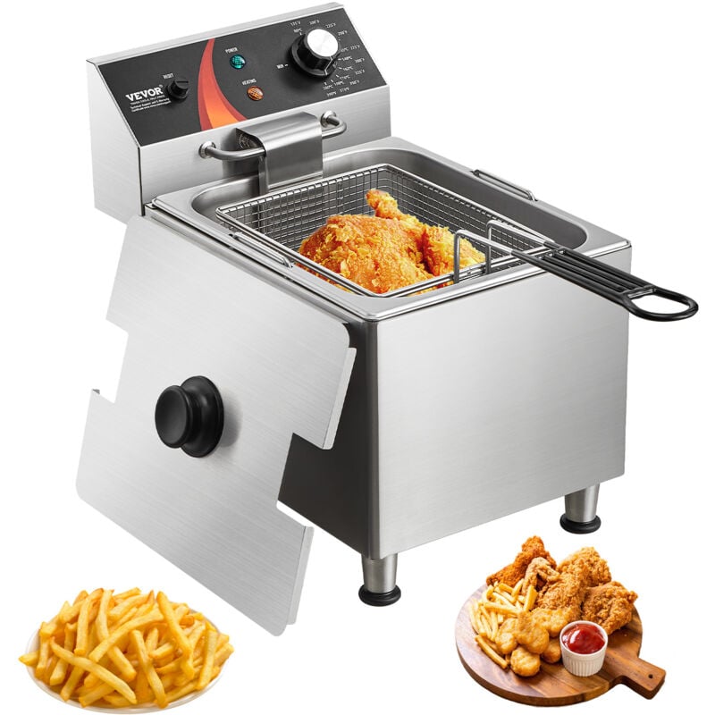 Vevor - Friteuse commerciale 3100 w, friteuses a bain dehuile electrique avec panier et pieds reglables en hauteur, en acier inox, 9 l, avec
