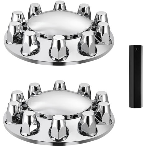 VEVOR Front Axle Wheel Covers, Dome Axle Cover for Semi Truck, ABS Electroplate Rust-Resistant Lug Nut Covers, Universal Fit, Installation Tool Included, Complete Axle Cover Combo Kit