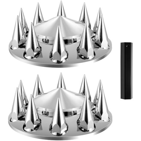 VEVOR Front Axle Wheel Covers, Spiked Axle Cover for Semi Truck, ABS Electroplate Rust-Resistant Lug Nut Covers, Universal Fit, Installation Tool Included, Complete Axle Cover Combo Kit