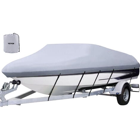 VEVOR Fundas para Barco 20-22 Pies Cubierta de Barco Impermeable 106" de Ancho Funda de Barco Protección UV, Material de 3 Capas 600D, Dobladillo Elástico Envolvente con Correas para Embarcaciones