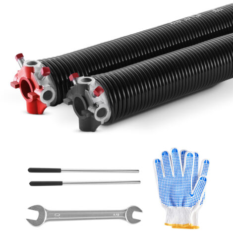 VEVOR Garage Door Torsion Springs, Pair of 0.218 x 2 x 26 in, 16000 Cycles, Electrophoresis Black Coated for Replacement, Garage Door Springs with Non-Slip Winding Bars, Gloves and Mounting Wrench