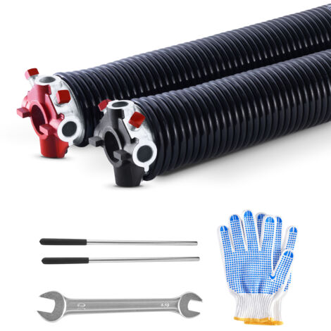 VEVOR Garage Door Torsion Springs, Pair of 0.25 x 2 x 31 in, 16000 Cycles, Electrophoresis Black Coated for Replacement, Garage Door Springs with Non-Slip Winding Bars, Gloves and Mounting Wrench