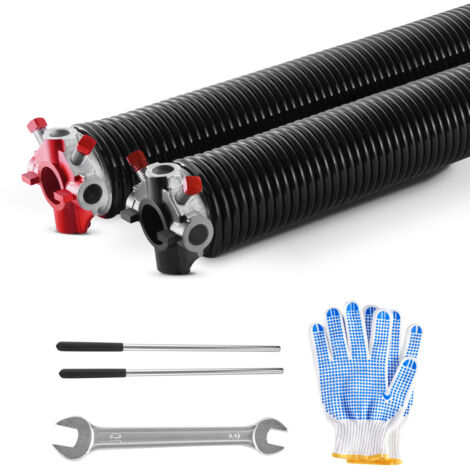 VEVOR Garage Door Torsion Springs, Pair of 0.25 x 2 x 32 in, 16000 Cycles, Electrophoresis Black Coated for Replacement, Garage Door Springs with Non-Slip Winding Bars, Gloves and Mounting Wrench