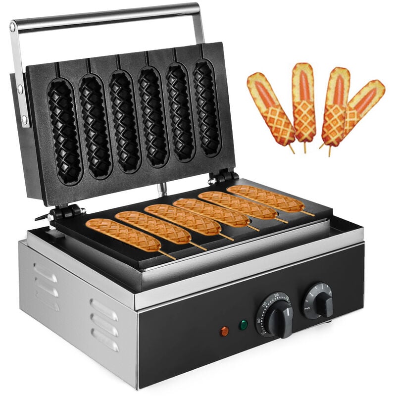 Mophorn - vevor a Gauffre Commercial Gaufrier Electrique 1500W, Machine a Gaufre, Gaufres a hot-dog, 6 Gaufres a la fois, pour les boulangeries/'les