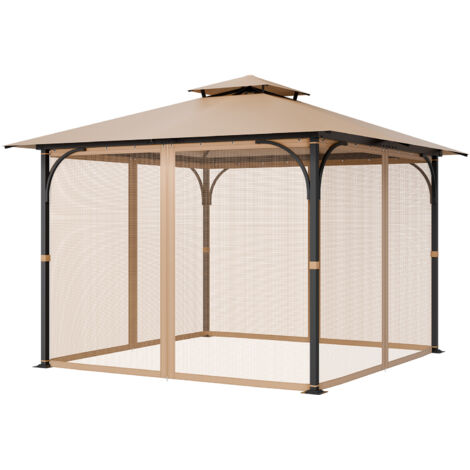 VEVOR Gazebo Netting Replacement, Fit Most 10 x 10 x 7 FT Gazebo Curtain, Outdoor Garden Net, 4-Panel Sidewall Mesh Net, Patio Midge Netting with Double Zipper, Canopy Screen (Netting Only)