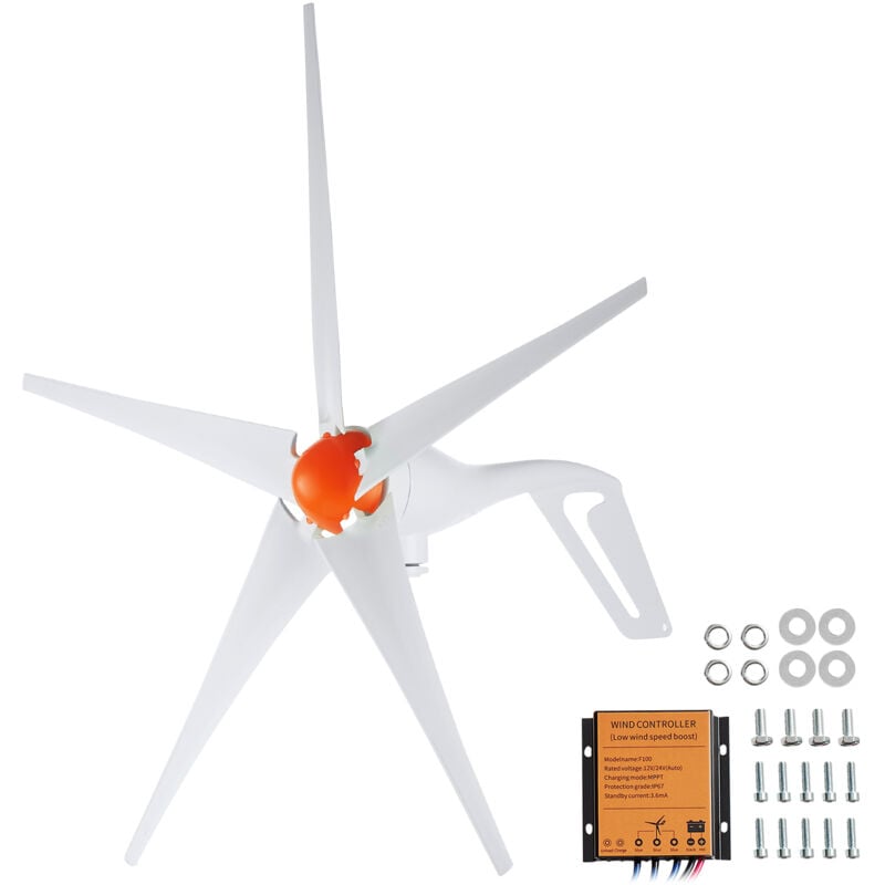 Mophorn - vevor Generateur deeolienne 500 w, kit deeolienne 12 v, generateur deenergie eolienne a 5 pales avec controleur mppt, direction du vent