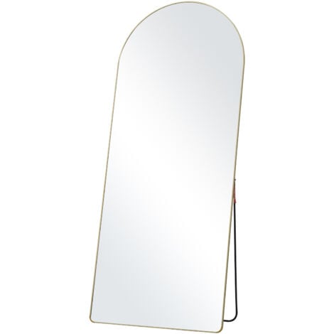 VEVOR Gewölbter Ganzkörperspiegel, 180 x 76 cm, Standspiegel mit Ständer, Freistehend oder Wandmontage Rahmen aus Aluminiumlegierung, Ganzkörper-Ankleidespiegel für Wohnzimmer und Schlafzimmer, Gold