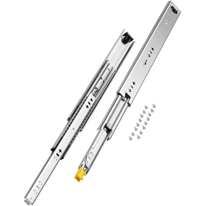 VEVOR Glissiere de tiroir a extension complete, 1 paire, coulisse de tiroir verrouillable, 450 mm, capacite de charge 113,4 kg, rail coulissant a