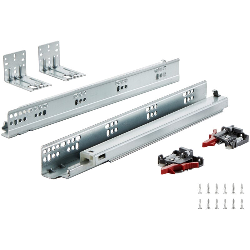 Vevor Glissieres de Tiroir, 6 Paires Coulisses Tiroir a Billes 381 mm Silencieuses Fermeture Douce 45,4 kg Montage Lateral Inferieur Rail Guidage