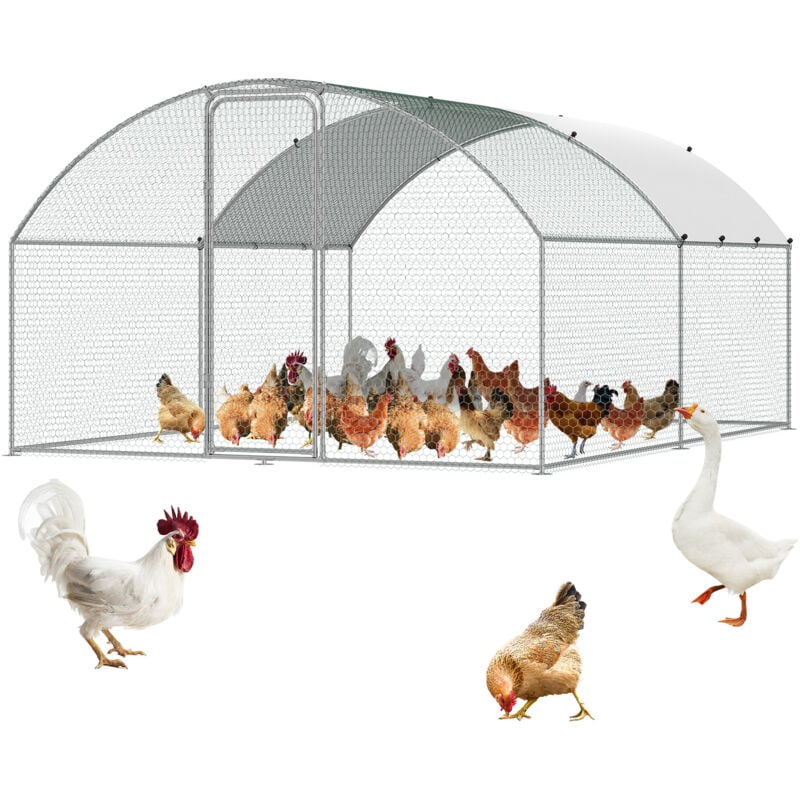 Vevor - Grand poulailler en metal, 9,8 x 12,9 x 6,5 pieds, enclos a poules pour cour avec couverture etanche, poulailler a toit Doom avec verrou et