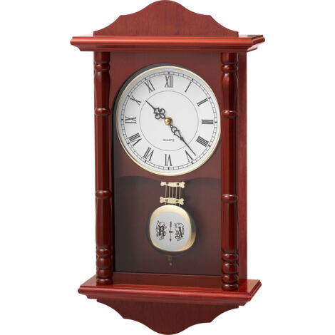 VEVOR Grandfather Clock, 18 in Classic Vintage Pendulum Clock, Pine Wood & MDF Wall Clocks with Quartz Movement and Quiet Design, for Living Room, Bedroom, Home Decor, and Gift (Cherry Tone Finish)