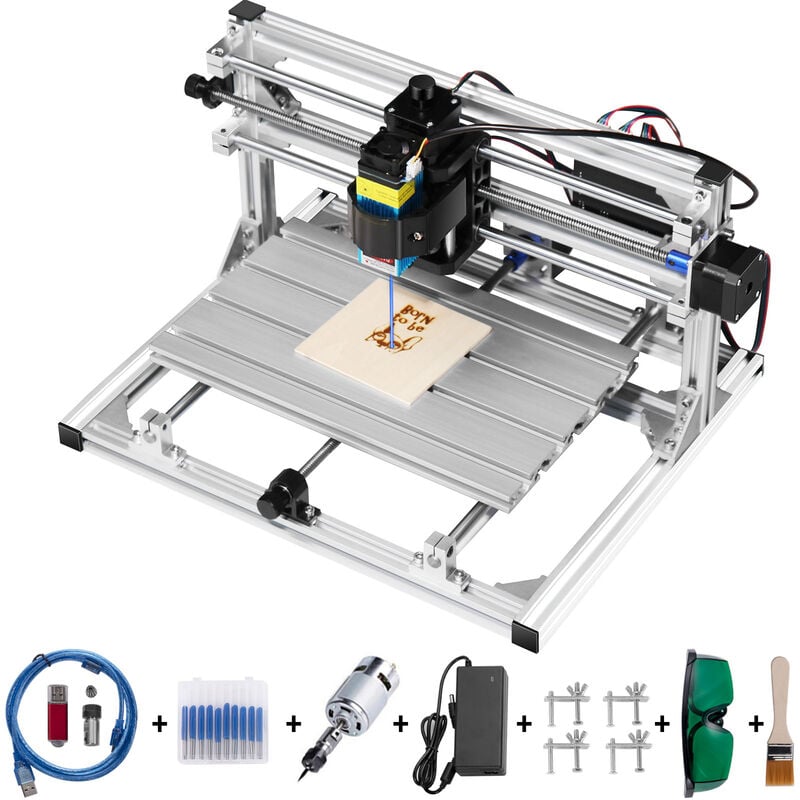 Mophorn - vevor Kit de Machine de Gravure Laser cnc 3018 Routeur 3 Axes 300x180x45 mm diy Kit de Gravure avec ​Module Laser 500 mW, Gravure au Laser