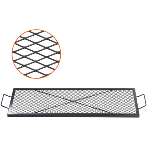 VEVOR Griglia per Barbecue in Acciaio Rettangolare 111x38cm, Portata max. 20 kg, Materiale Utensili per BBQ, Staffa a Forma di X per Barbecue Braciere, Picnic, Campeggio, Viaggio, Giardino, Cortile