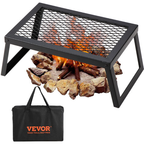 VEVOR Griglia Pieghevole per Fuoco allAperto da Campeggio Temperatura Max. 300℃, Griglia per Cottura su Fuoco da Campeggio Attivita Esterno Pieghevole Capienza Max. 6kg Dimensioni 458 x 305 x 205 mm