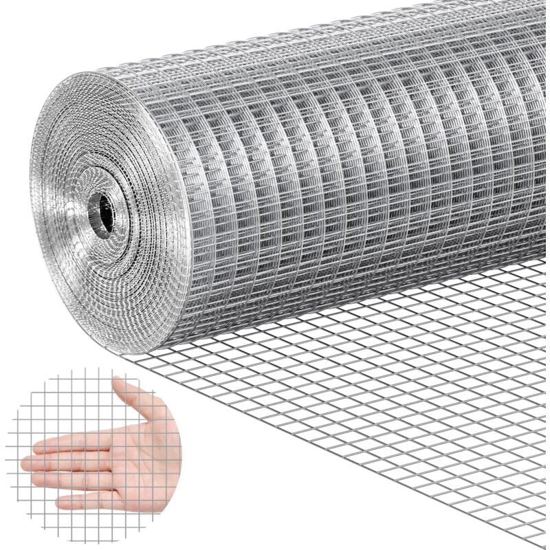 Mophorn - vevor Grillage metallique soude, 610mm x 7,62m, rouleau treillis metallique galvanise a chaud maillage 12,7 x 12,7 mm cloture en fil de