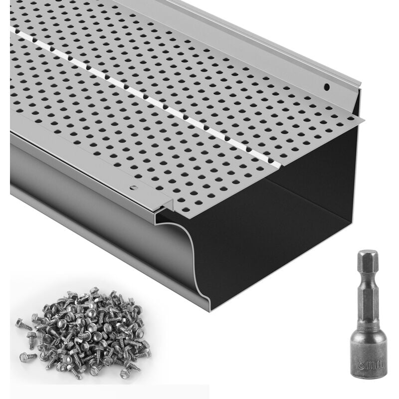 Mophorn - vevor Grille de Protection Gouttiere 152 mm Pare-feuilles pour Gouttieres Aluminium 26PCS Longueur Totale 31,7 m Trou 4 mm Epaisseur 0,5 mm
