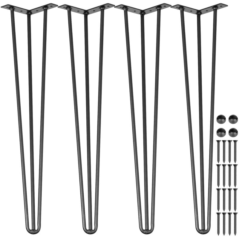 Hairpin Table Legs 22 Inch Black Set Of 4 Desk Legs Each 220Lbs Capacity Hairpin Desk Legs 3 Rods For Bench Desk Dining End Table Chairs Carbon Steel