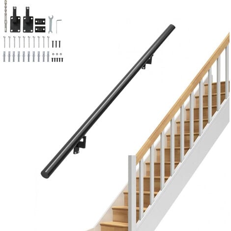 VEVOR Handrail Stair Railing, 4 ft, Wall Mount Handrails for Indoor Stairs, Thickened Aluminum Alloy Hand Rail with Installation Kit, 440 LBS Load Capacity Stairway Railing for Outdoor Stairs