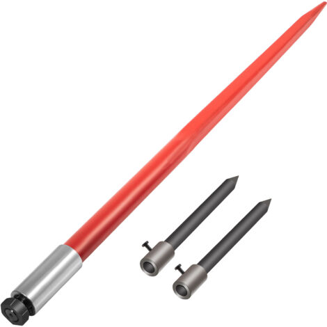 VEVOR Hay Spear 49" Bale Spear 3000 lbs Capacity, Bale Spike Quick Attach Square Hay Bale Spears, Red Coated Bale Forks, Bale Hay Spike with 2 Stabilizer Spears