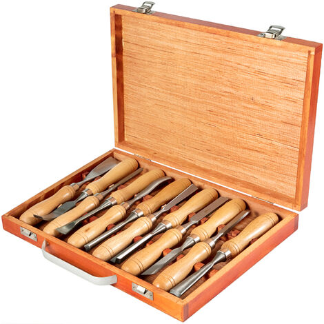 VEVOR Herramientas de Torno Madera 12 Piezas para Tornear Madera Gubias con Caja de Almacenamiento Kit de Talla de Madera Juego de Tallas para Tornos HSS de 12 Piezas para Tornear Madera