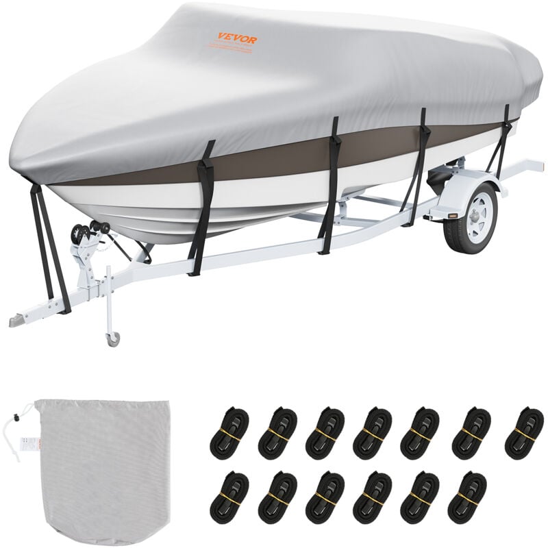 VEVOR Housse de Bateau Impermeable Bache de Bateau 518-579 cm de Long 243 cm Large Couverture de Protection pour Bateau a Coque V en Oxford 600D