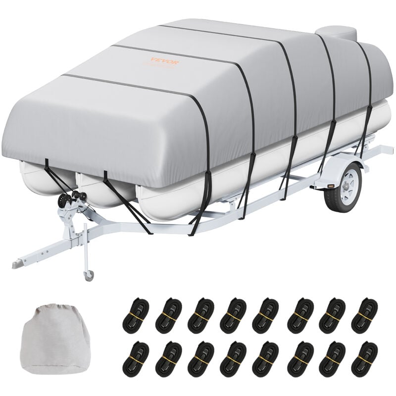 Vevor Housse de Bateau Ponton de 701 a 731 cm, Bache de Bateau Impermeable 800D de Qualite Marine et Remorquable, Couverture de Protection avec