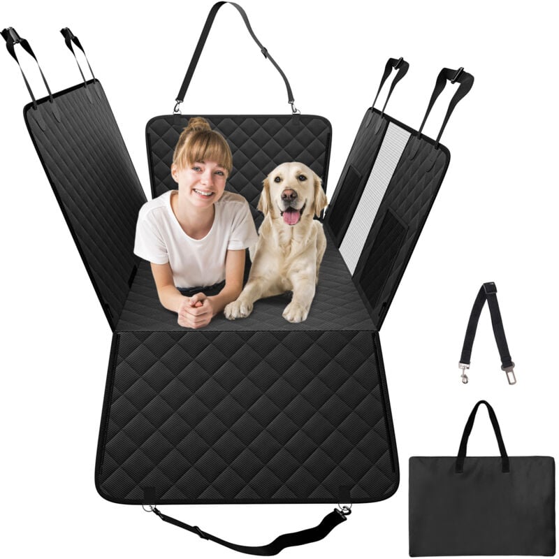 VEVOR Housse de Siege Arriere Voiture pour Chien, 131x63 cm, Couverture de Protection de Siege, avec Fond Rigide, Charge 158 kg, avec Fenetre en