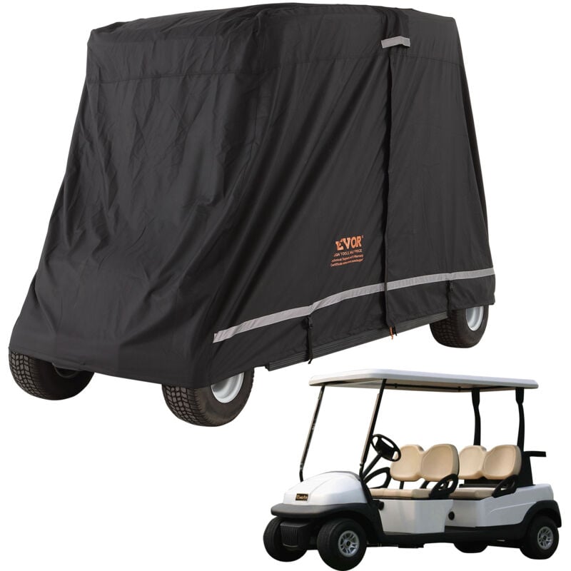 Vevor Housse pour Voiturette de Golf Universel 4 Places Bache Golfette Impermeable en Polyester 600D Couverture de Protection Integrale Resistante au