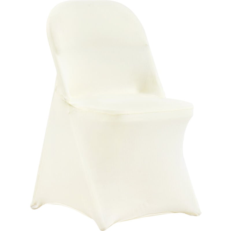 VEVOR Housses de chaise pliantes en elasthanne extensible, blanc ivoire, housses de protection universelle, amovibles et lavables, pour mariage,